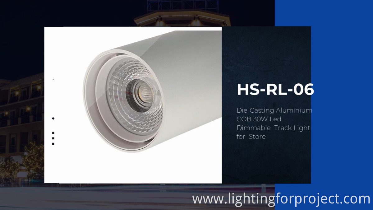 HS-RL-06.Die-Casting Aluminium .COB 30W Led .Dimmable Track Light .for Store.